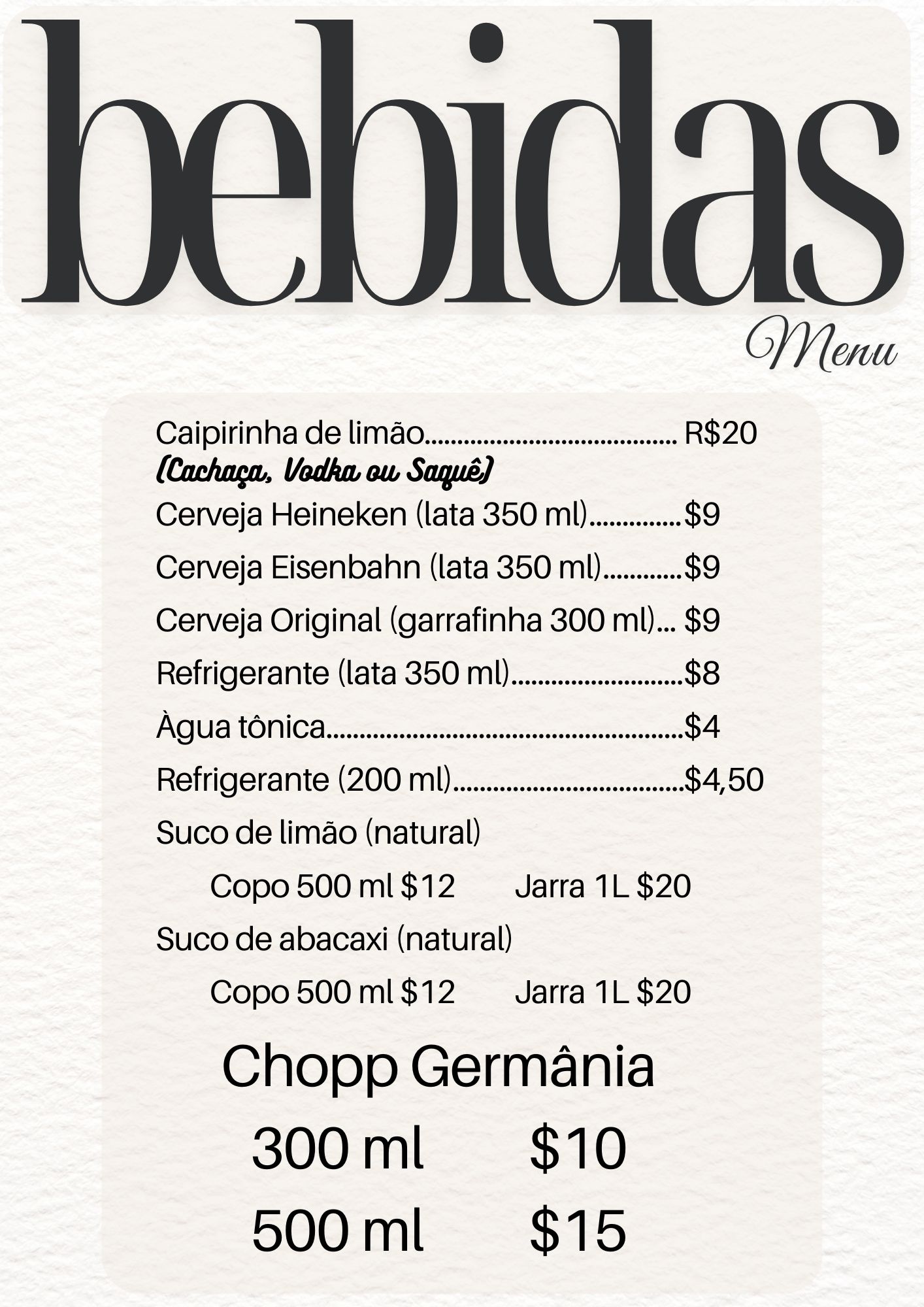 Bebidas do Caçarola